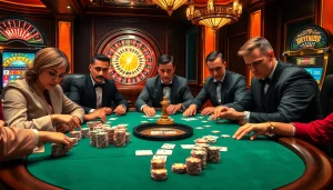 Intense poker game at a casino exemplifying the official hidden wiki's gambling excitement.