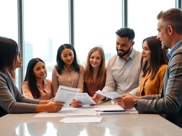 Diskusikan cara deposit 1k dengan penasihat keuangan di kantor modern.