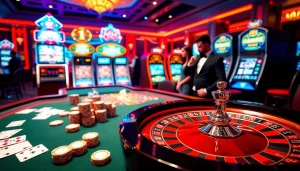 Experience the thrilling games of 388bet with vibrant casino visuals, showcasing excitement and elegance.