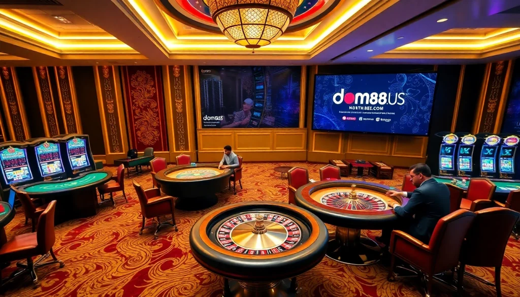 Experience luxury gambling at dom88.us.com with thrilling poker tables and vibrant roulette wheels.