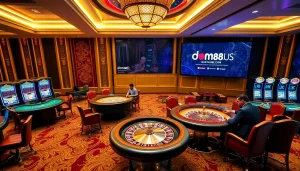 Experience luxury gambling at dom88.us.com with thrilling poker tables and vibrant roulette wheels.