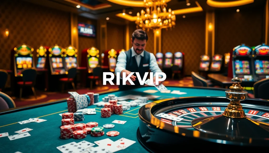 Experience the thrill of RIKVIP and poker strategies at a luxury casino table.
