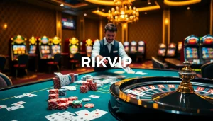 Experience the thrill of RIKVIP and poker strategies at a luxury casino table.