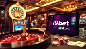 Engage with the thrilling interface of i9bet .com featuring dynamic casino elements and luxury décor.