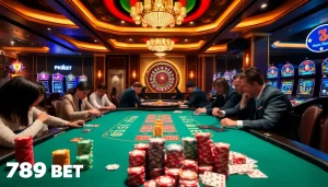 Engaging poker game scene at 789 BET showcasing excitement and strategy.