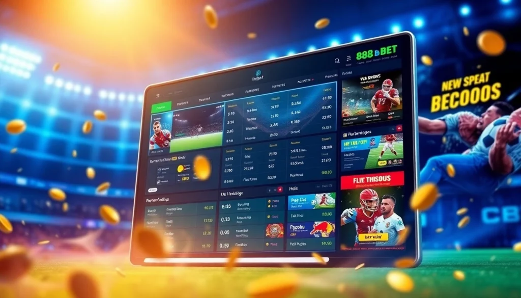 Engaging online gambling interface of 888b.bet showcasing sports betting options and promotions.