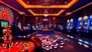 Engaging online gaming action at 69vn.gb.net featuring modern casino tables, chips, and digital slots.
