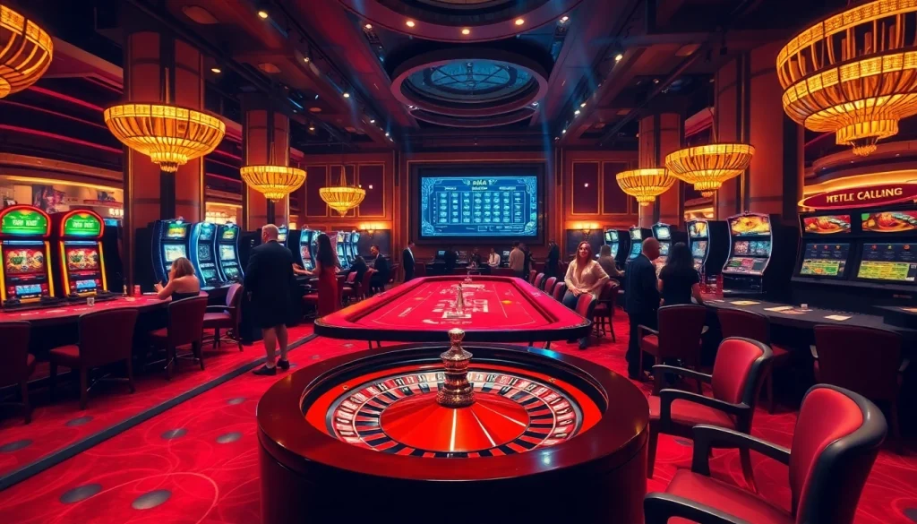 Vibrant casino scene featuring players and современный interface highlighting nhà cái thabet.