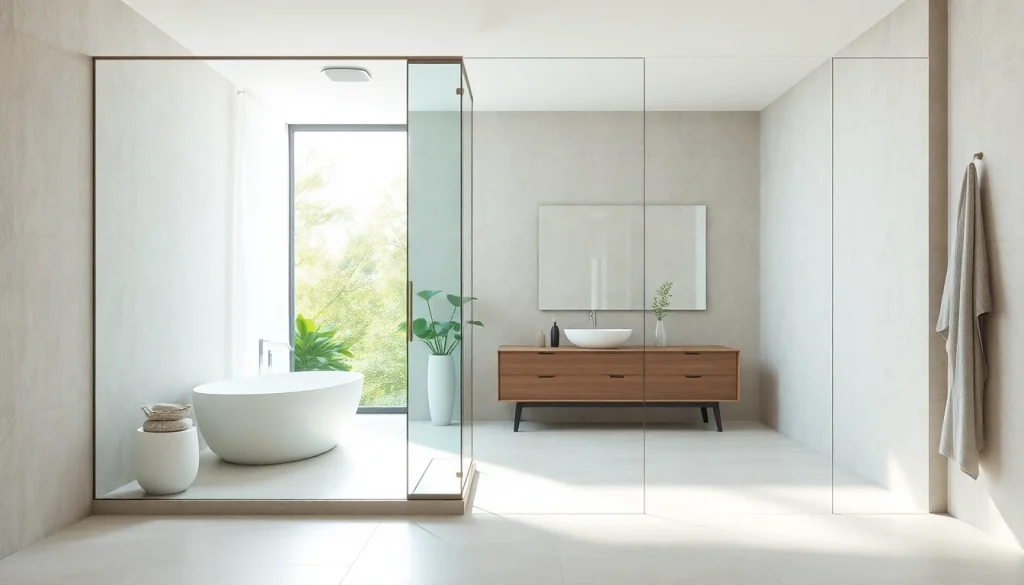 Admire the elegance of sunney shower doors in a beautifully designed modern bathroom.