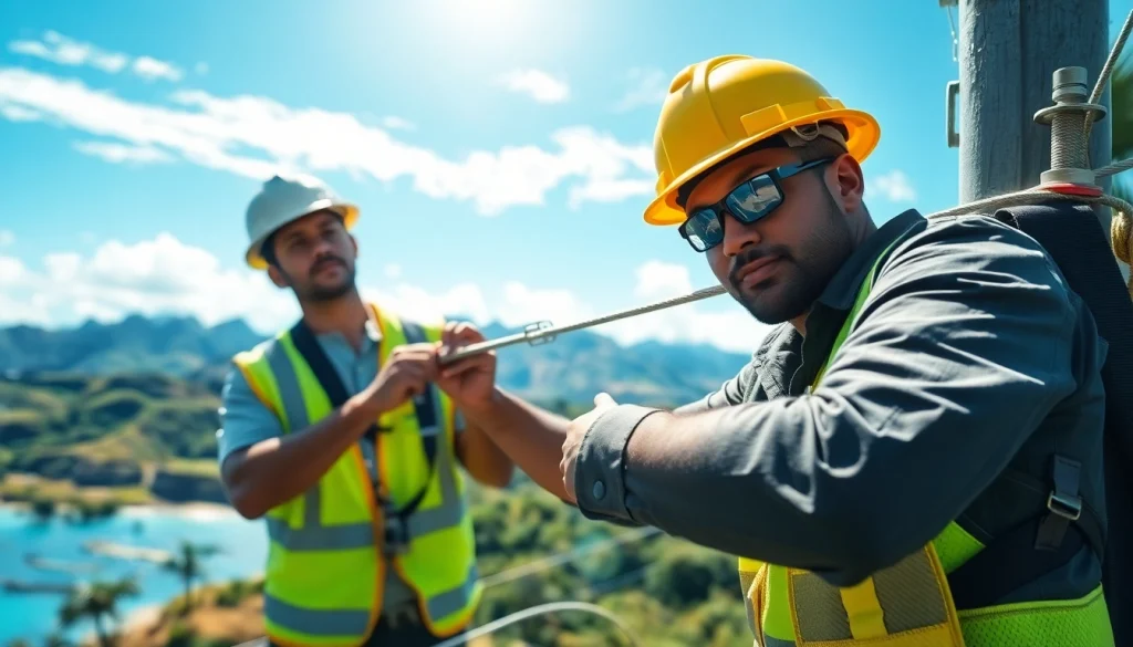 Electrician apprenticeship Hawaii showcasing a dedicated apprentice working outdoors.