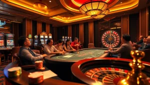 Rasakan sensasi 'datuk win' di kasino yang penuh warna dengan meja poker dan mesin slot yang beraneka warna.
