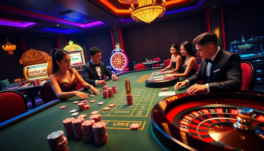 Experience excitement at U888 casino with vibrant tables, chips, and engaging players.