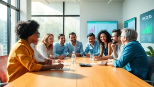 Engaging teamwork during a business coaching service session with diverse participants.