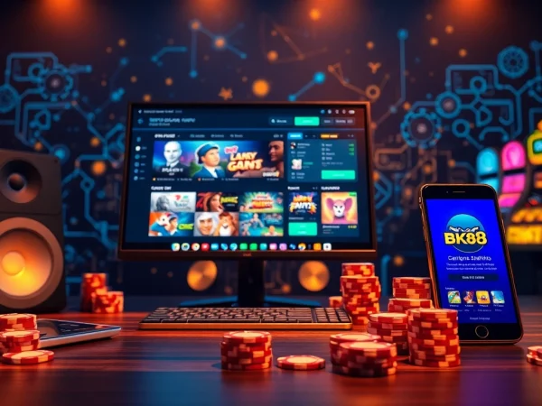 Engaging online gaming scene showcasing bk860s.com with vibrant games, warm lighting, and modern setup.