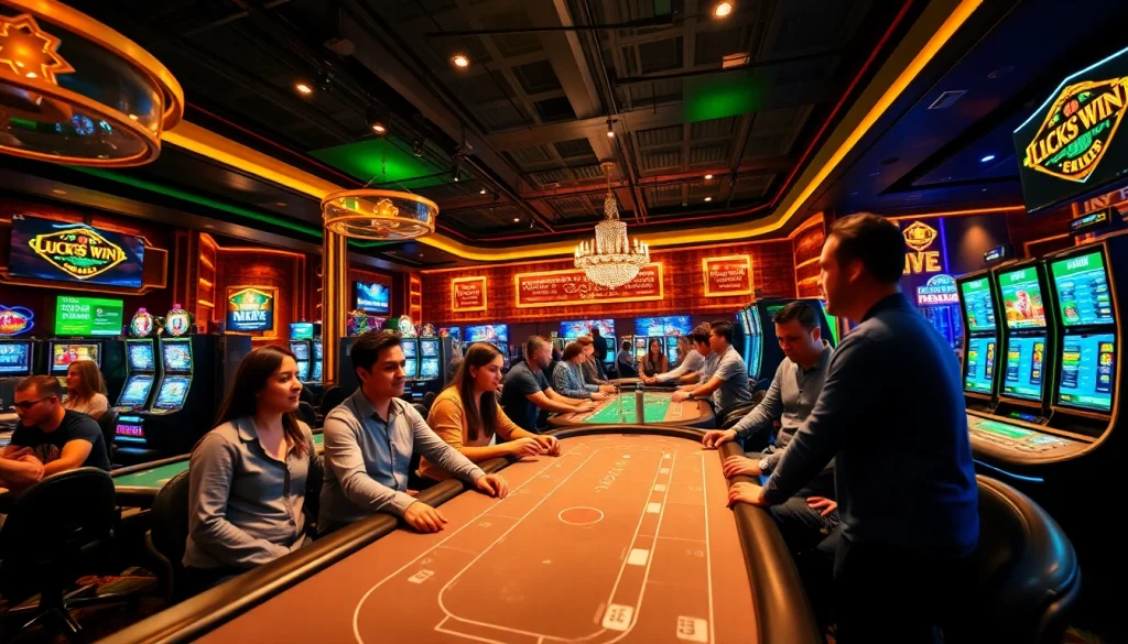 Experience the excitement of online gaming at luck8win.live with vibrant casino scenes.