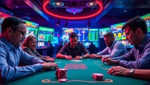 qq8821 menampilkan suasana perjudian online dinamis dengan pemain yang terlibat di meja permainan.