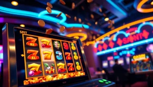 Permainan slot depo 1k yang menarik dengan simbol berkilau dan suasana kasino online.