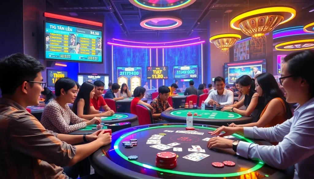 Exciting online gaming experience at gamebaidoithuong.com.vc featuring vibrant casino atmosphere.