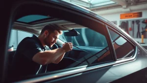 Enhance your visibility with auto window tint near me showcasing professional installation.