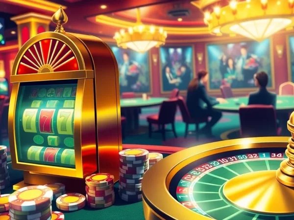 Players enjoying slot machines at a casino, focusing on the excitement of idnslot gameplay.