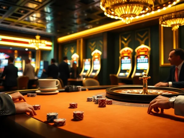 The excitement of 'hidden wiki 2' in a luxurious casino scene featuring poker, roulette, and vibrant slot machines.