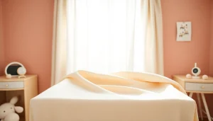 stof voor pasgeboren baby's weergegeven in een gezellige babykamer met zachte kleuren.