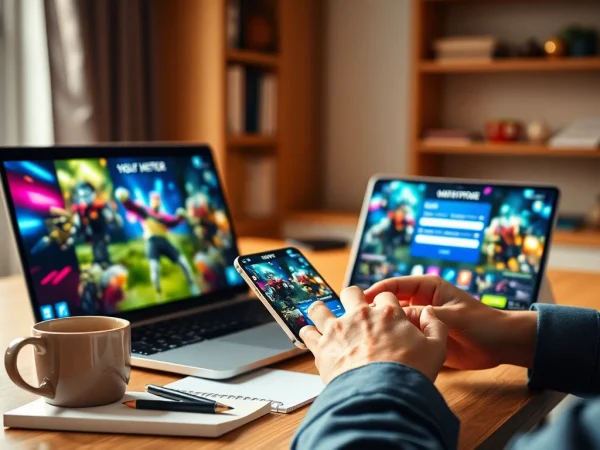 1win suretli qeydiyyat üçün onlayn qeydiyyat prosesi ilə laptop və smartfonun görüntüsü.