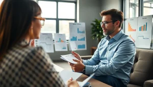 Engaging discussion with a vehicle service contract provider demonstrating service options to a client.