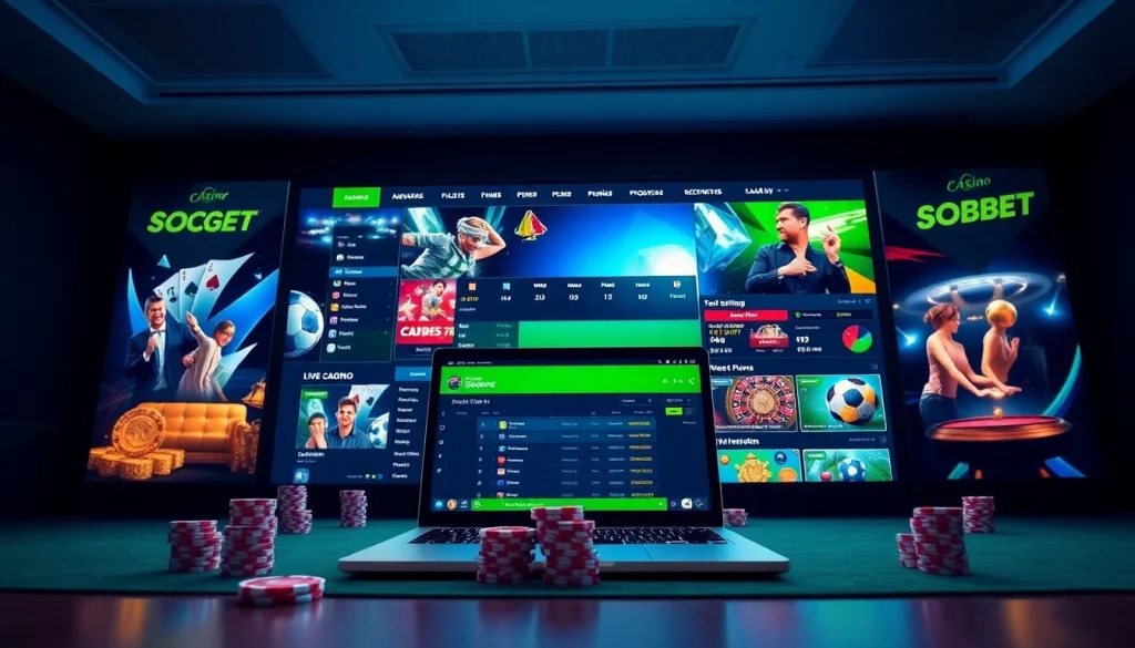 Engaging interface of sbobet.dance showcasing online betting games like poker and soccer.