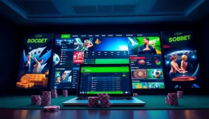 Engaging interface of sbobet.dance showcasing online betting games like poker and soccer.