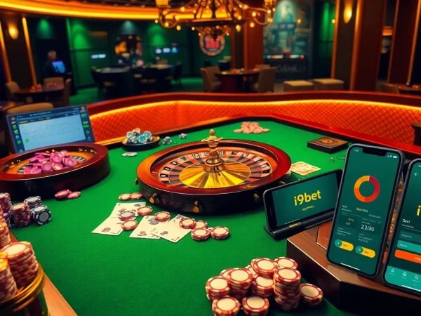 Experience luxurious gaming at i9bet with colorful poker chips and an elegant casino table.