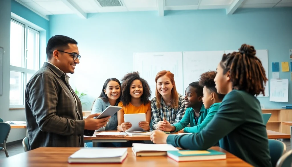 Education in a diverse classroom with engaged students and innovative teaching methods.