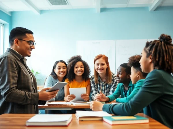 Education in a diverse classroom with engaged students and innovative teaching methods.