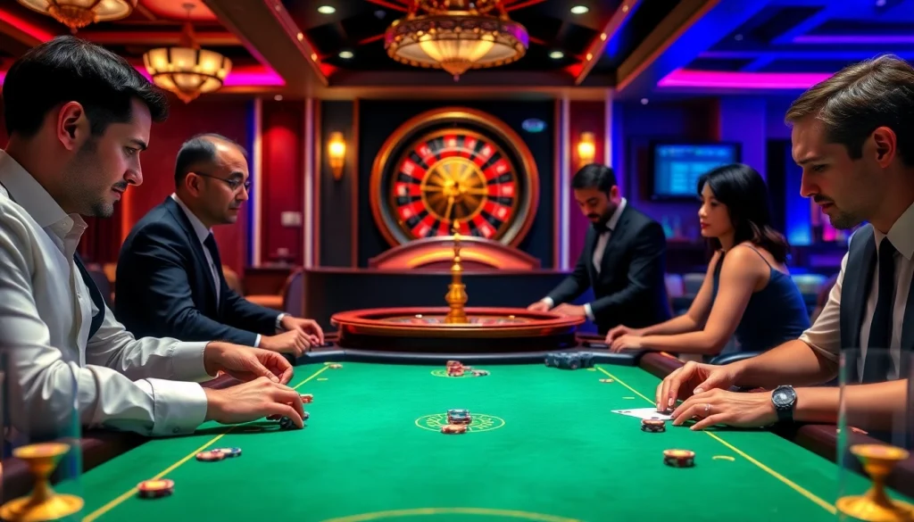 Engage in the thrilling oxplay login experience at a luxurious casino poker table filled with vibrant action.