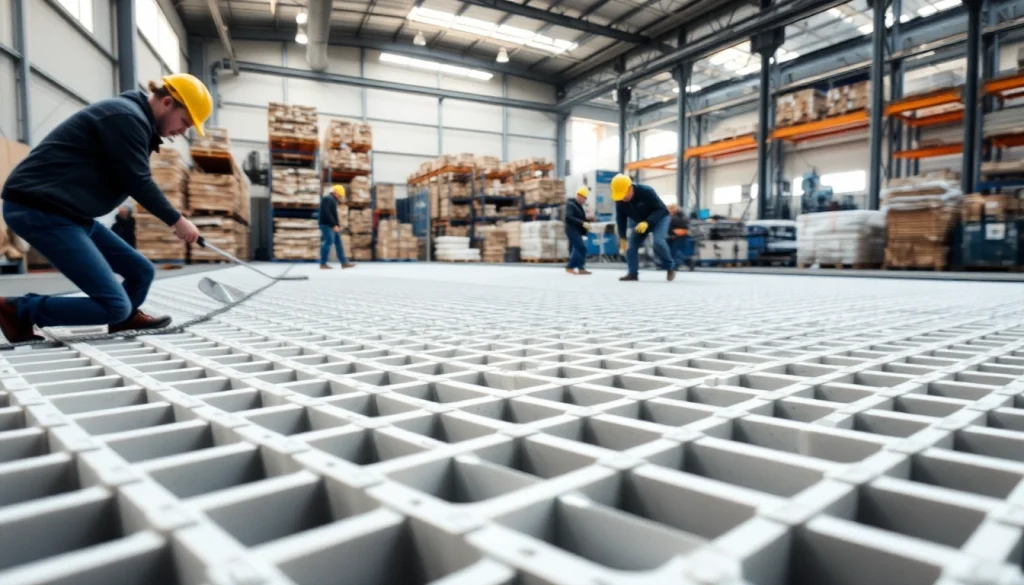 GRP Grating Supplier showcasing workers efficiently installing fiberglass gratings in an industrial setting.