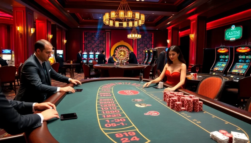 C54.gb.net showcases a vibrant casino atmosphere with poker tables and elegant players enjoying their gambling experience.