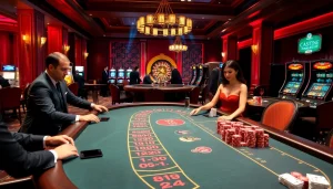 C54.gb.net showcases a vibrant casino atmosphere with poker tables and elegant players enjoying their gambling experience.
