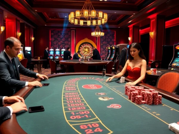 C54.gb.net showcases a vibrant casino atmosphere with poker tables and elegant players enjoying their gambling experience.