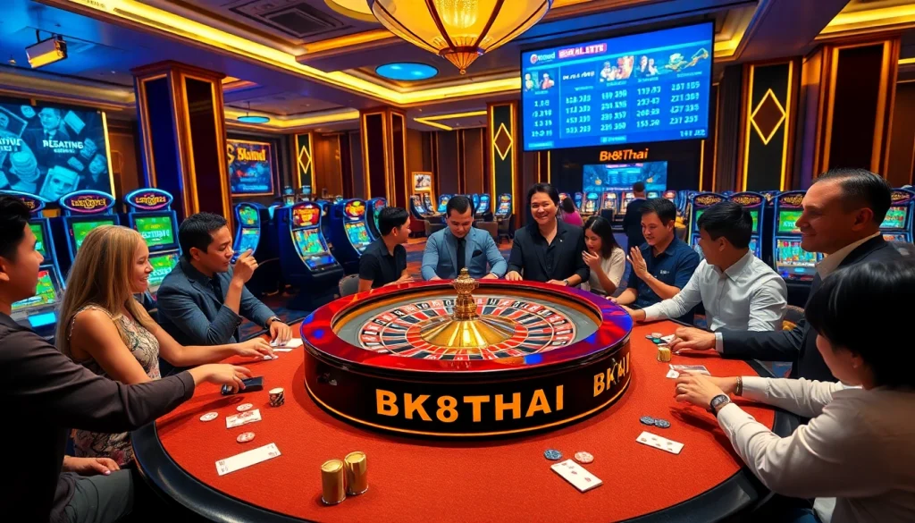 Players enjoying thrilling roulette at a BK8THAI-licensed casino table.