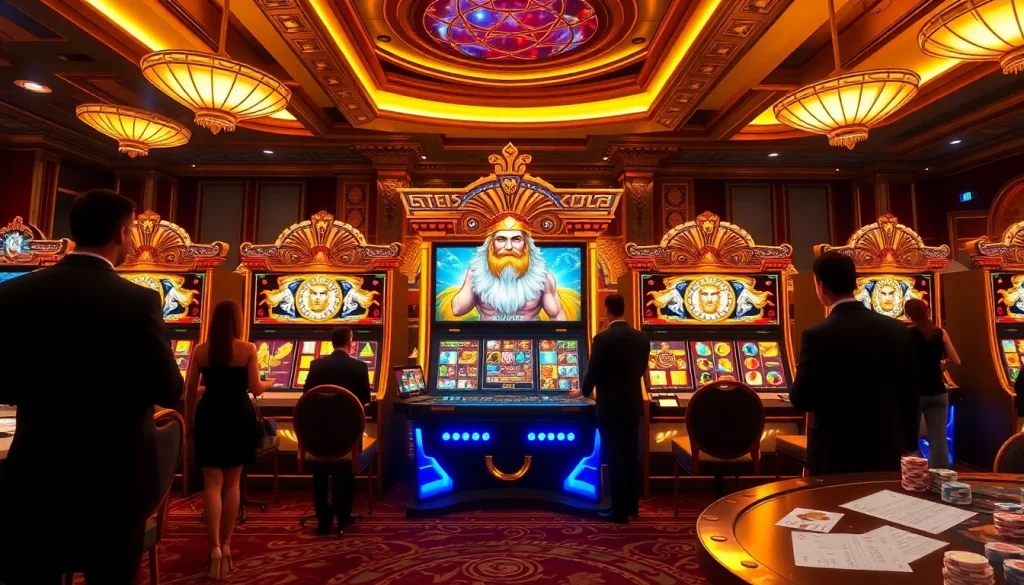 Experience the thrill of the olympus 1000 slot machine amidst an opulent casino setting.