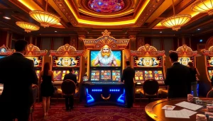 Experience the thrill of the olympus 1000 slot machine amidst an opulent casino setting.