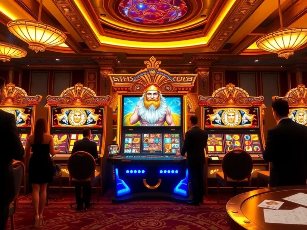 Experience the thrill of the olympus 1000 slot machine amidst an opulent casino setting.