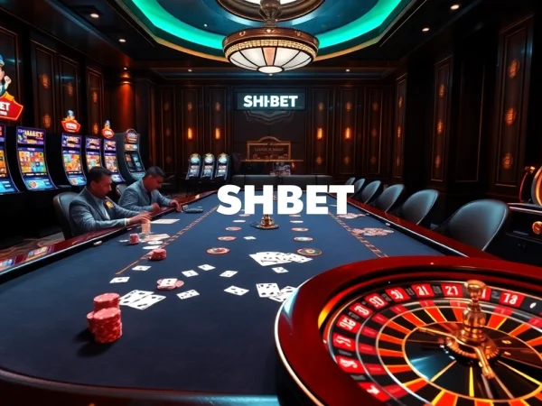 SHBET players enjoying an intense poker game in a luxurious casino atmosphere.