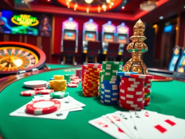 Scène engageante de joueurs profitant du casino en ligne Français à une table de poker vibrante.