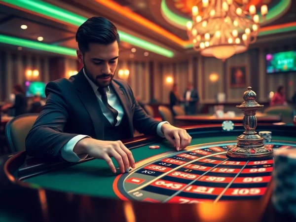 Experience the thrill of kpi4d with vibrant casino action at a roulette table.