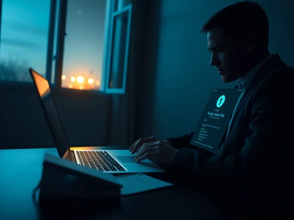 Explore the hidden wiki with a user browsing safely on a laptop in a dark room.