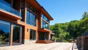 New England residential architect beautifully designs a modern home amidst lush landscapes.