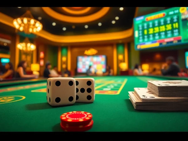 Engage in thrilling gameplay at Tài Xỉu MD5, featuring vibrant dice and elegant casino elements.