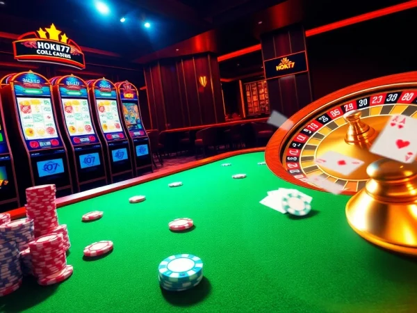 Experience the thrill of winning at Hoki77 with dynamic slot machines and vibrant casino gameplay visuals.