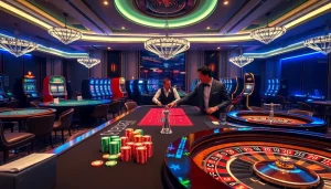 Expérience virtuelle captivante au casino en ligne Français avec des machines à sous vibrantes et des tables de poker.